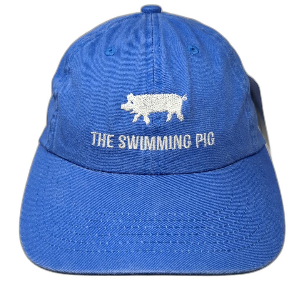 Port Authority Blue Baseball Cap One Size Swimming Pig Embroidered Slideback